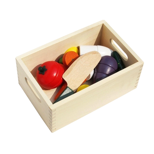 Wooden Cutting Fruit & Vegetable Pretend Play Set | Montessori Kitchen Toy
