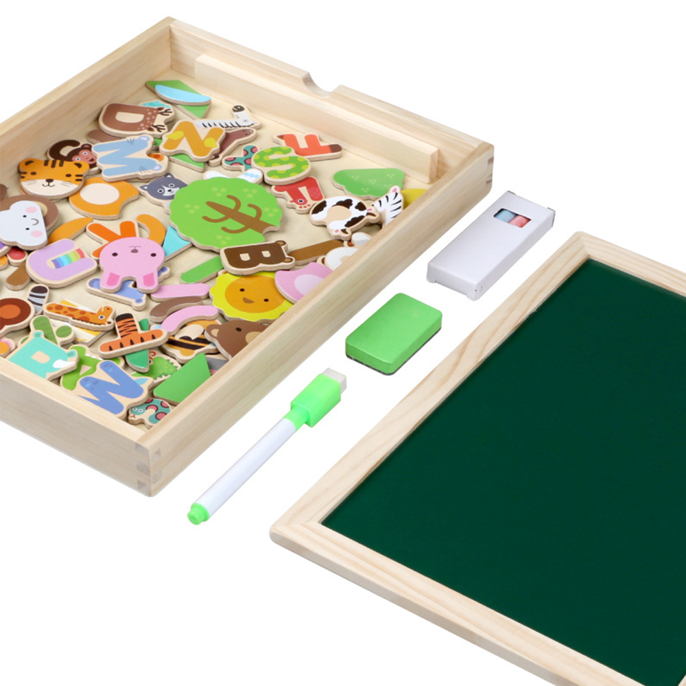 Wooden Magnetic Drawing Board Puzzle Toy - Educational Learning Blackboard