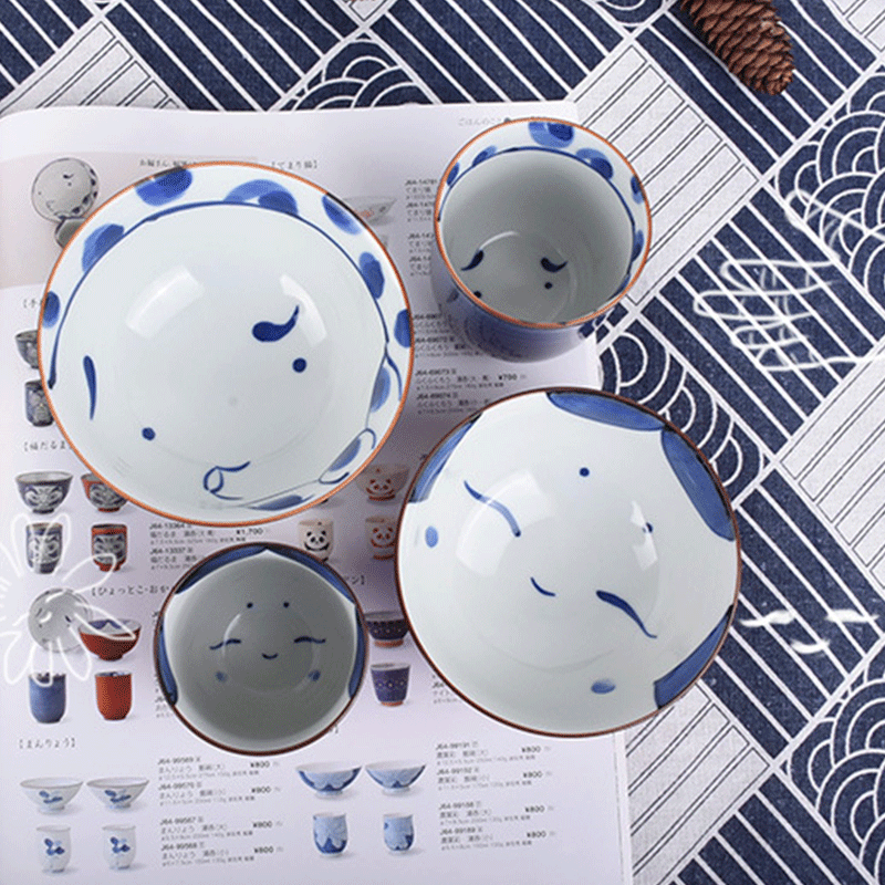 4 Pcs Ceramic Bowl Cup Plate Dining Set Kitchen Dinnerware Couple Wedding Japan