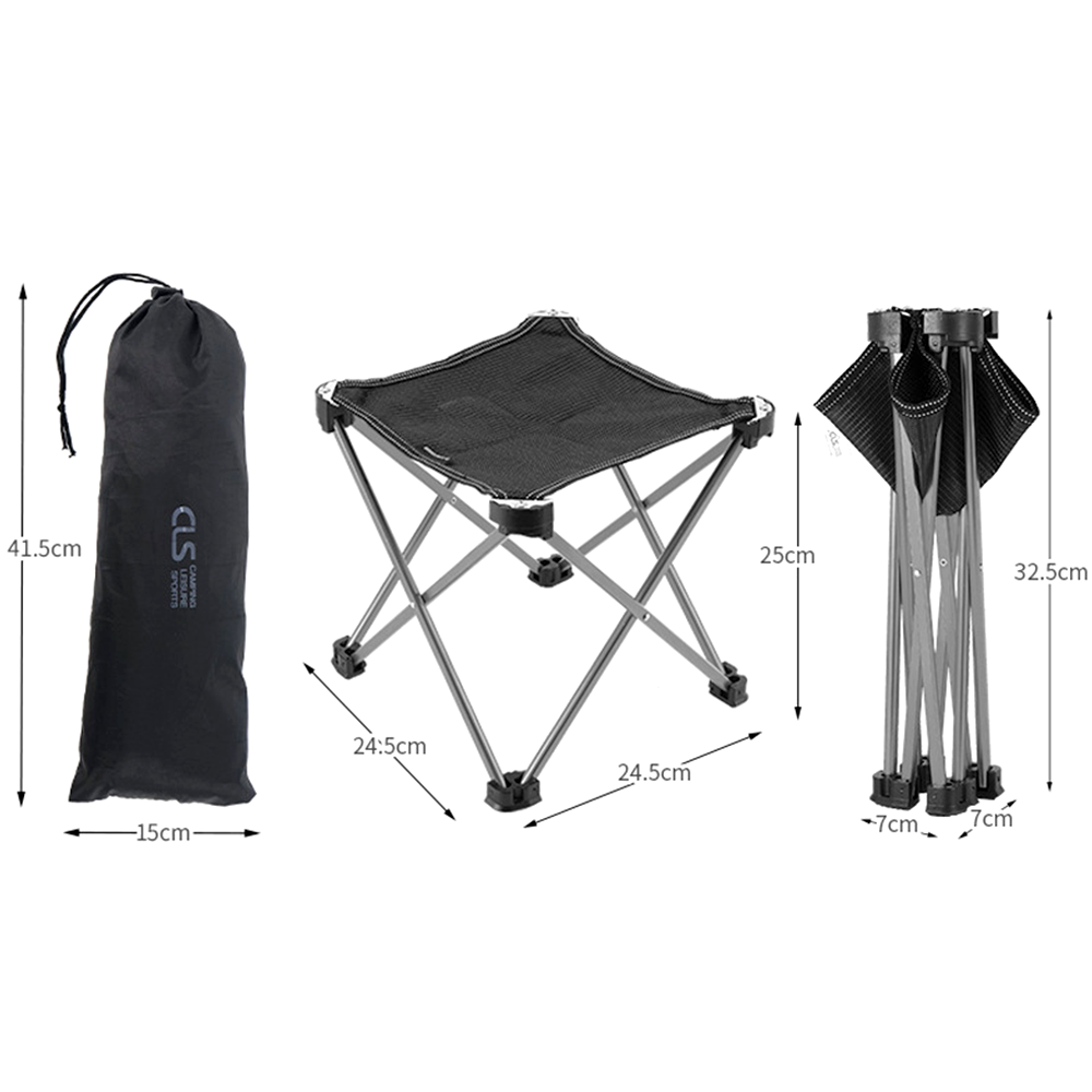Portable Folding Camping Stool 80kg Capacity Lightweight Aluminium Frame