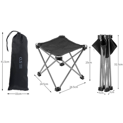 Portable Folding Camping Stool 80kg Capacity Lightweight Aluminium Frame