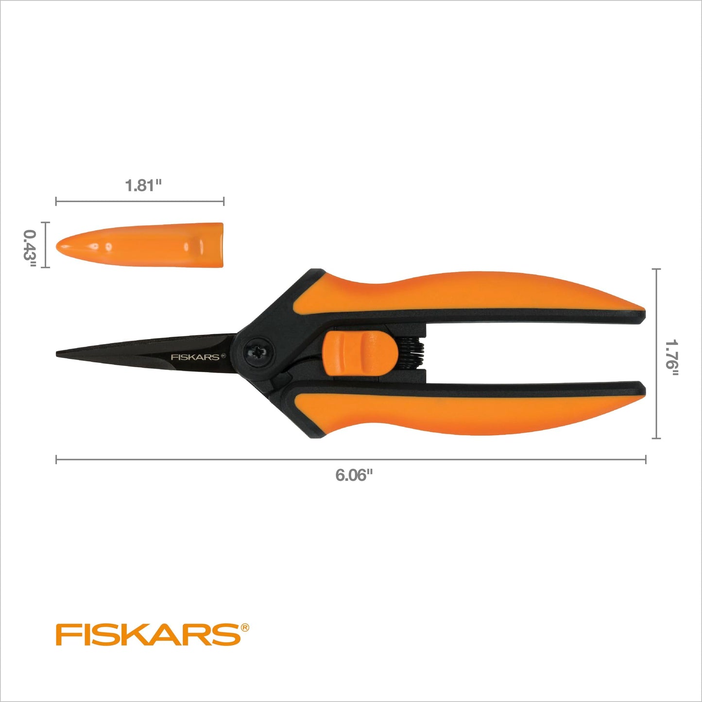 Fiskars Micro-Tip Pruning Shears: 6” Sharp Scissors, Non-Stick, Precision-Ground