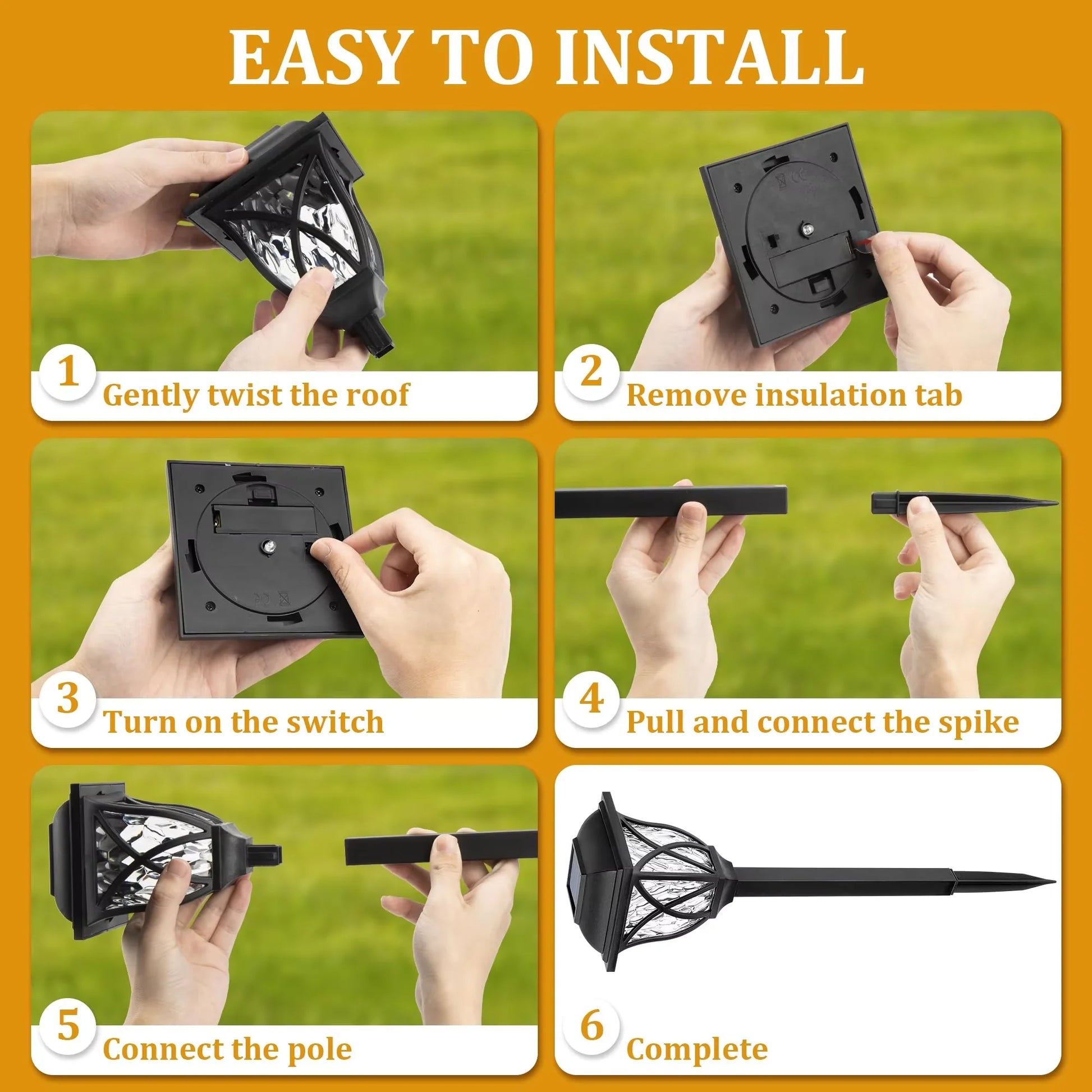 2 Pack LED Solar Lawn Lights Outdoor Waterproof Warm Light Model Garden Courtyard Walkway Villa Landscape Decorative Lights | Camping & Outdoor - Image 44