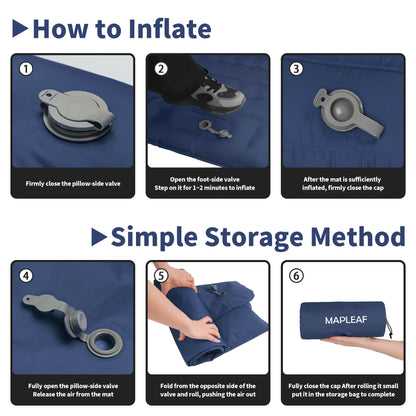 Self-Inflating Camping Mattress 12cm Thick 197x70cm Sleeping Pad with Built-In Pillow