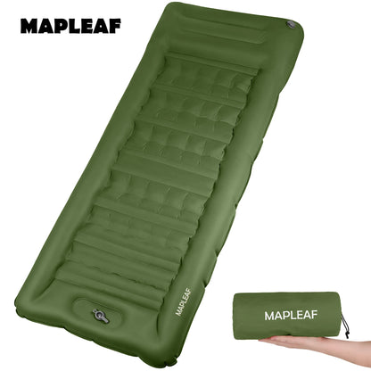 Self-Inflating Camping Mattress 12cm Thick 197x70cm Sleeping Pad with Built-In Pillow