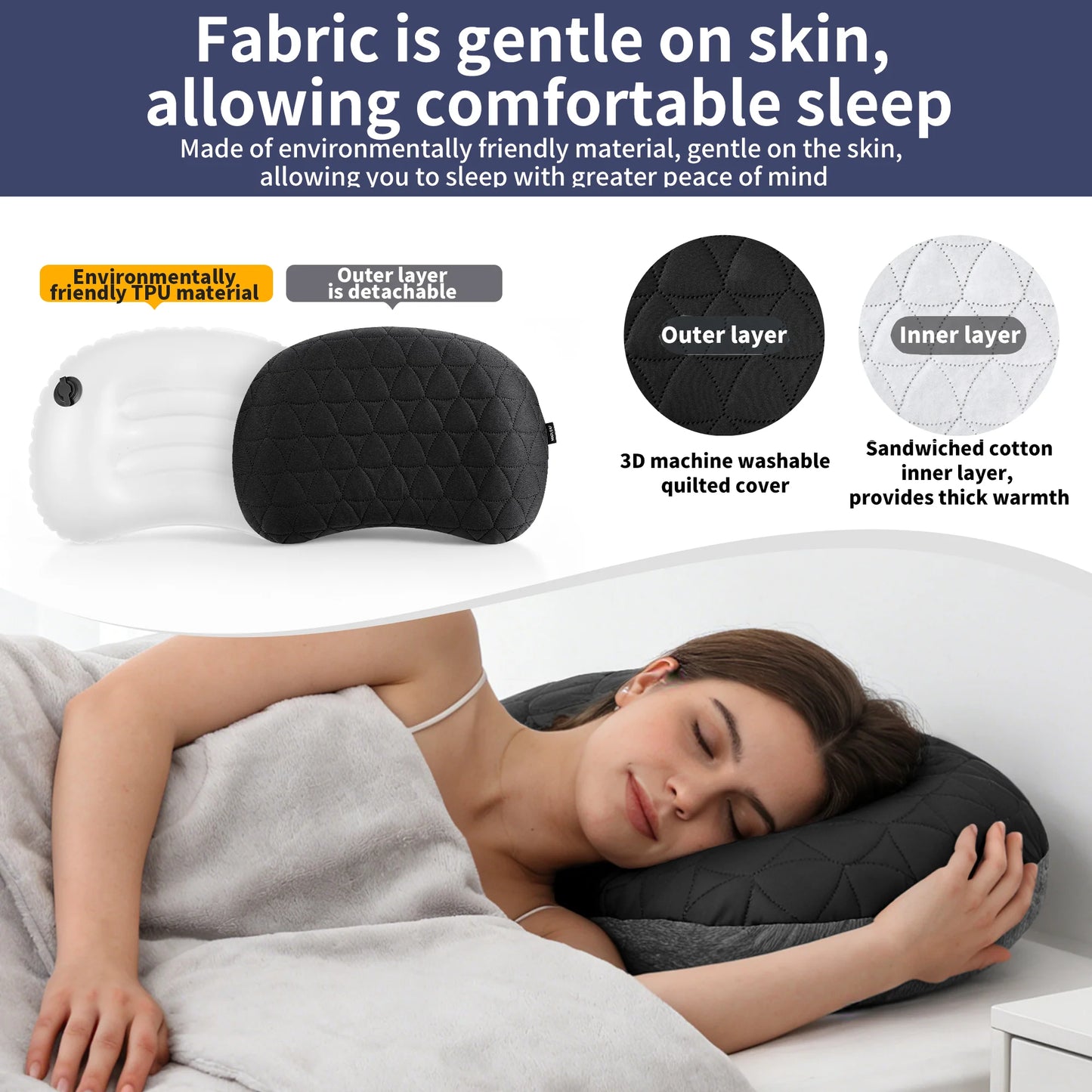 Ultralight Inflatable Camping Pillow 10cm Waterproof Air Pillow for Hiking & Outdoor Sleeping