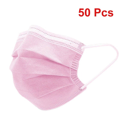 Disposable Face Masks 50 Pack - 3 Layer Protection with Ear Loops