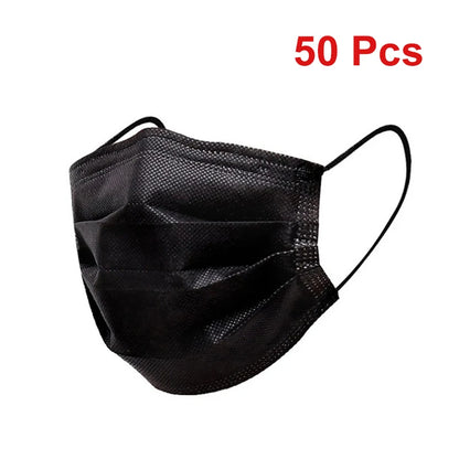 Disposable Face Masks 50 Pack - 3 Layer Protection with Ear Loops
