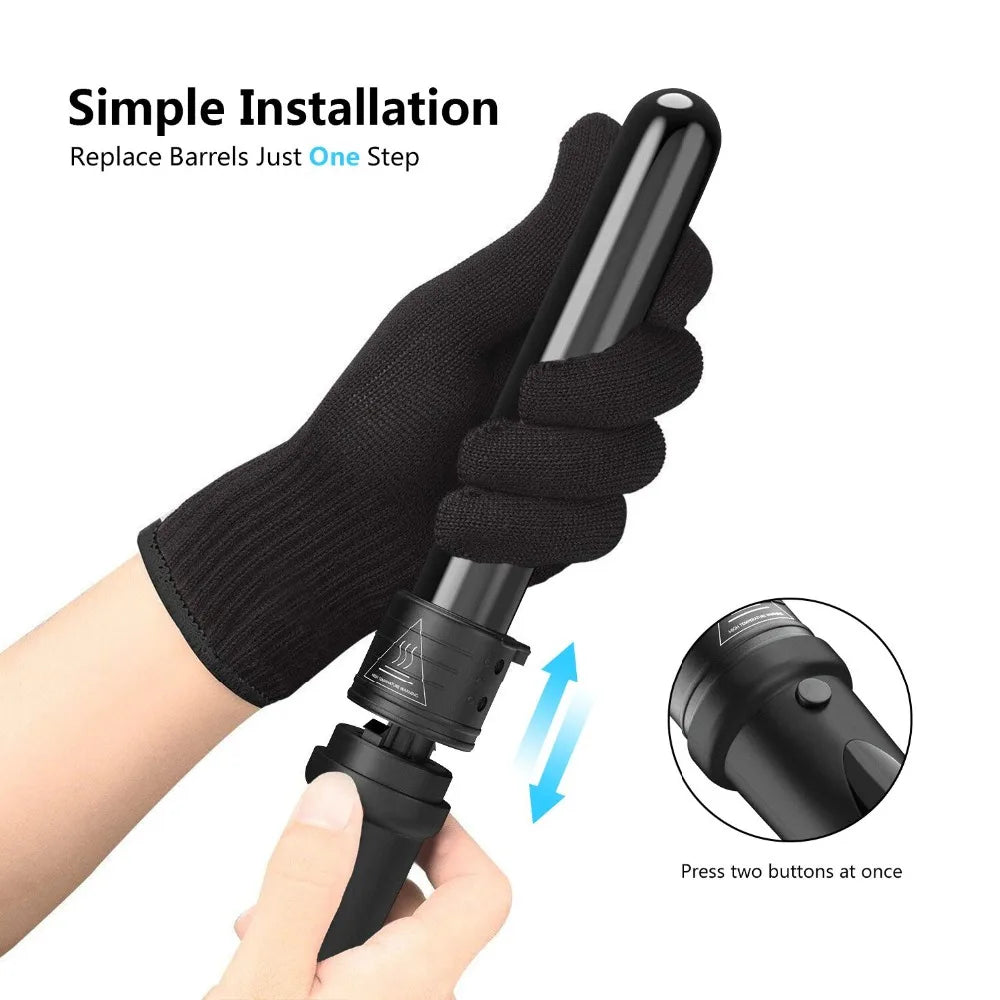 5 in 1 Hair Curling Iron Set Interchangeable Ceramic Barrels 19-32mm