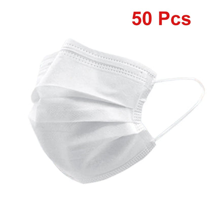 Disposable Face Masks 50 Pack - 3 Layer Protection with Ear Loops