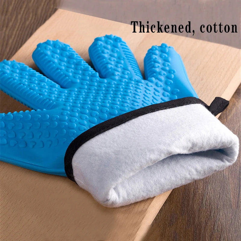 Silicone Oven Gloves Heat Resistant BBQ Mitts Non-Slip Kitchen Cooking