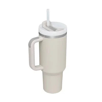 1.2L Insulated Tumbler with Handle & Straw - Stainless Steel Travel Mug