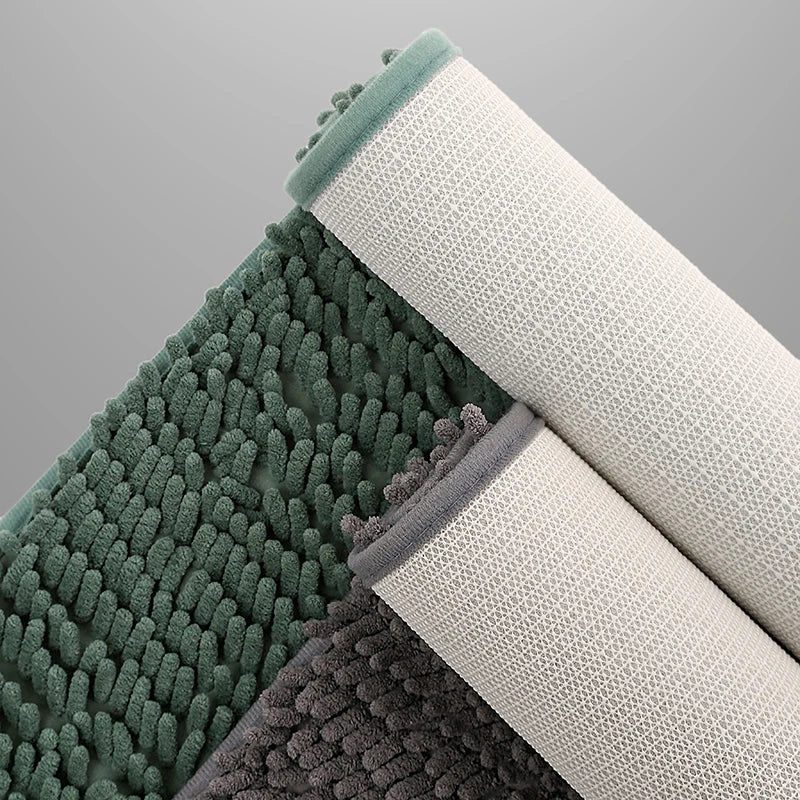Chenille Bath Mat Rectangular Non-Slip Soft Absorbent Bathroom Rug