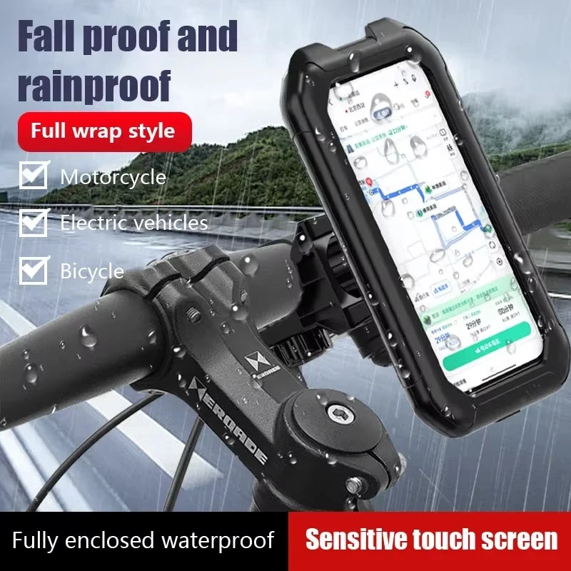 Waterproof Motorcycle Phone Holder 360° Rotation Bike Mount 5.5-6.9 Inch