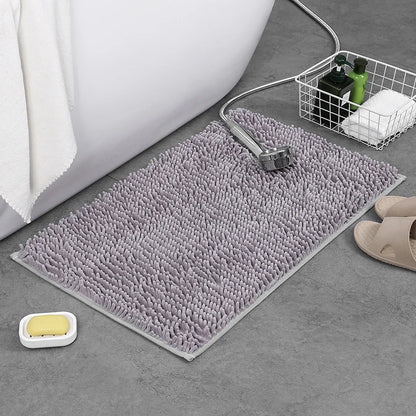 Chenille Bath Mat Rectangular Non-Slip Soft Absorbent Bathroom Rug