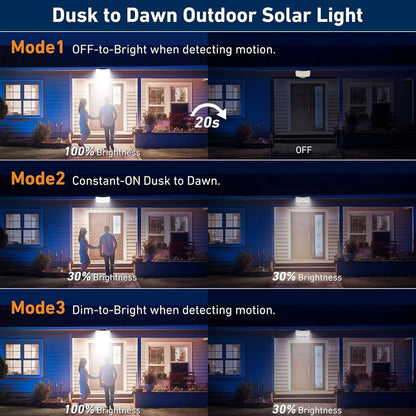 Solar Motion Sensor Lights 234 LED 3 Modes Remote IP65 Waterproof Outdoor