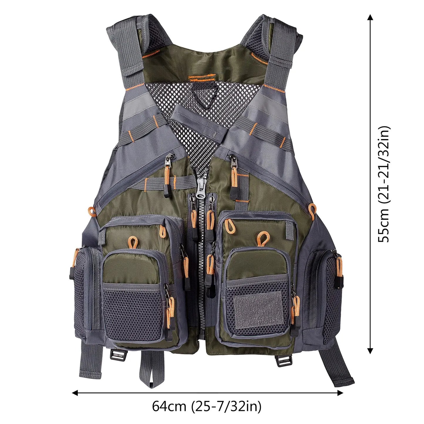 Breathable Fishing Vest with 18 Pockets, Adjustable for Fly Fishing & Swimming