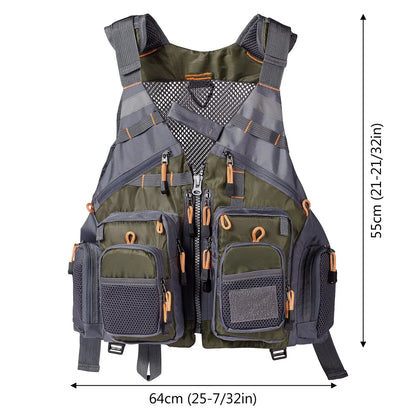 Breathable Fishing Vest with 18 Pockets, Adjustable for Fly Fishing & Swimming