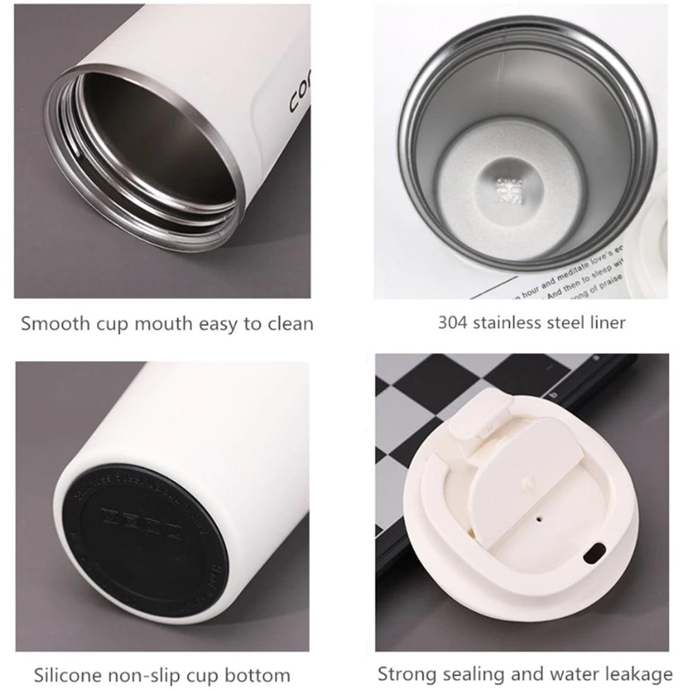 Stainless Steel Insulated Travel Mug 380ml 510ml Leak-Proof Thermos Cup