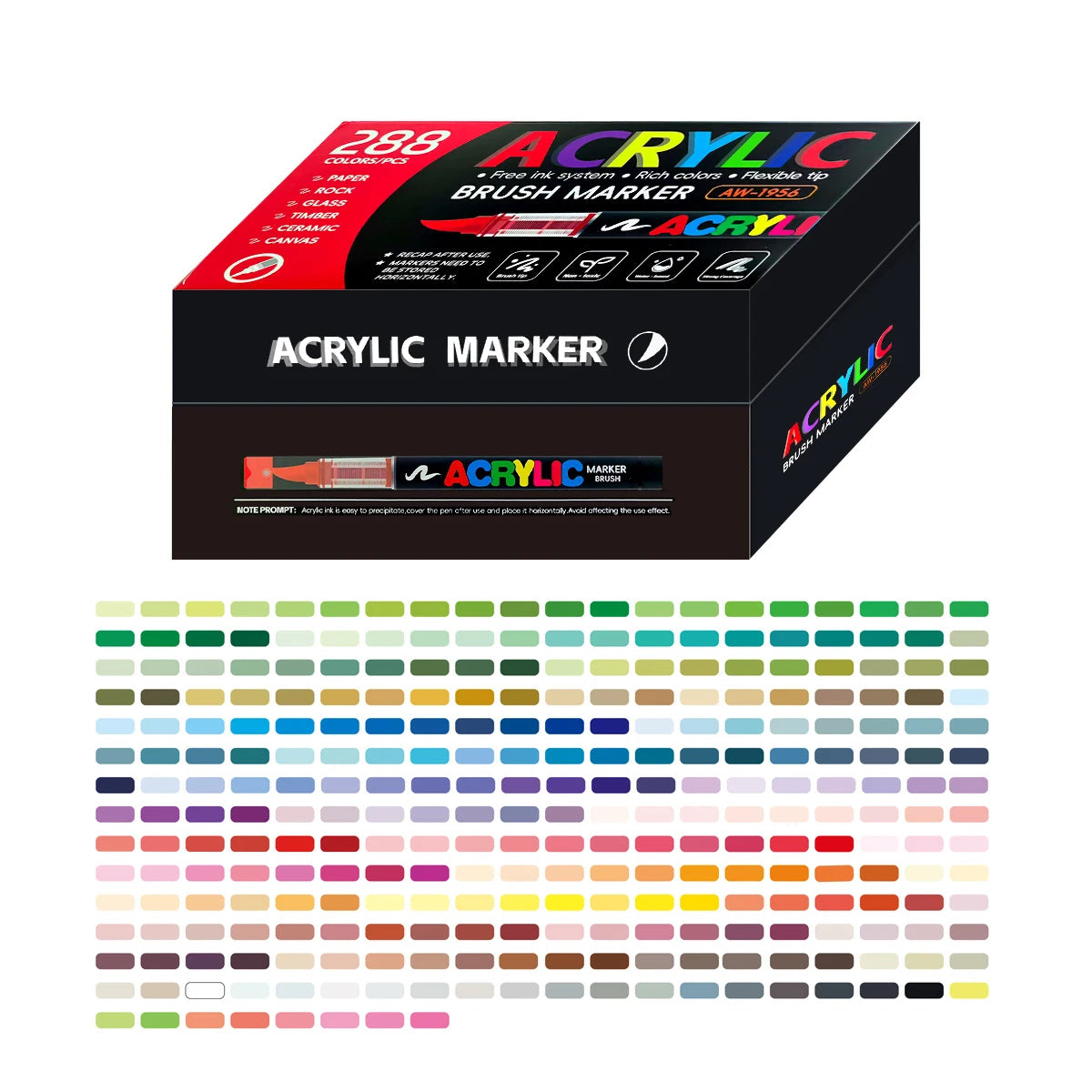 Acrylic Paint Pens 12-366 Colours Felt Brush Tip Markers Wood Rock Canvas