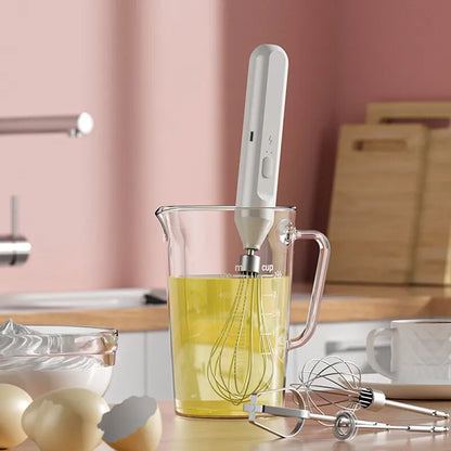 Electric Milk Frother Handheld USB Rechargeable Stainless Steel Whisk