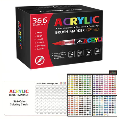 Acrylic Paint Pens 12-366 Colours Felt Brush Tip Markers Wood Rock Canvas