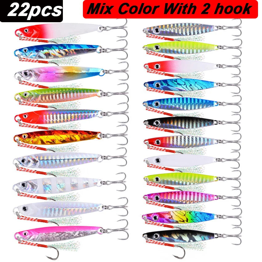 Metal Spoon Jigs Fishing Lures 22pc Set 10g-60g Saltwater Freshwater AU