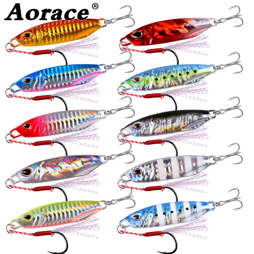 Metal Jig Lure Set 10pc 10g-40g Saltwater Fishing Spoon Trolling Lures