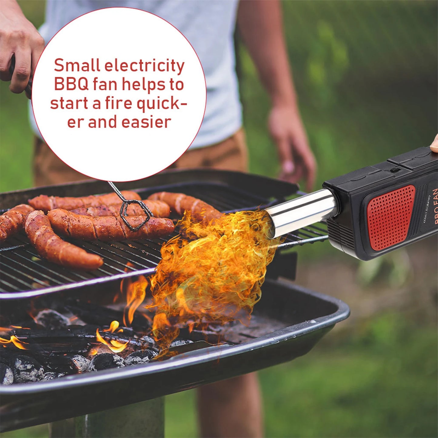 Electric BBQ Fan Air Blower Portable Handheld Camping Grill Fire Starter