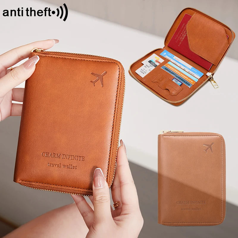 RFID Blocking Passport Holder Travel Wallet Organiser Document Bag Zipper