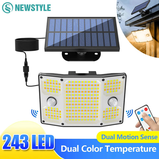 Solar Security Light 254 LED Motion Sensor Outdoor Waterproof Garden