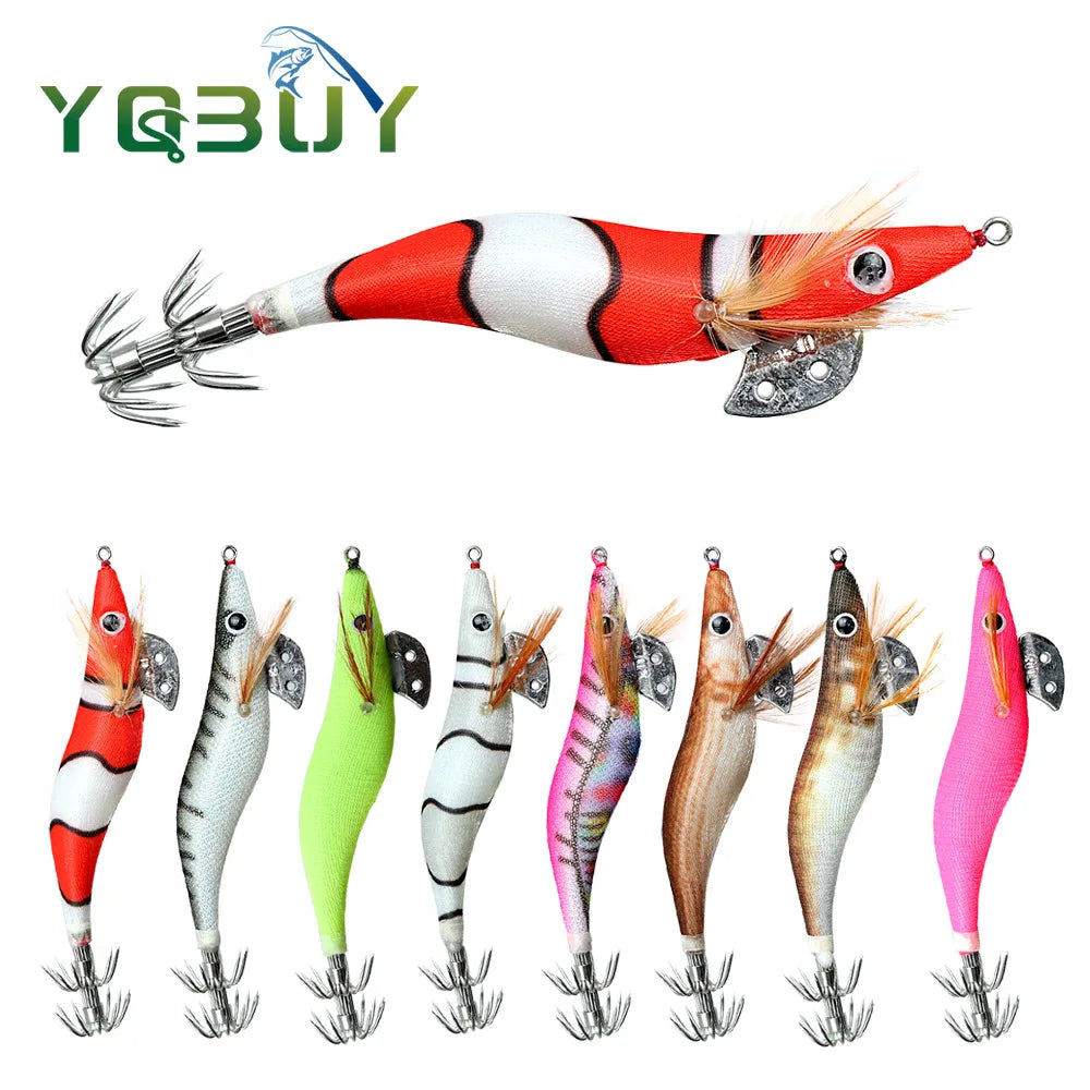 Luminous Wooden Squid Lure 2.0-3.0 Glow Fishing Bait for Squid & Cuttlefish