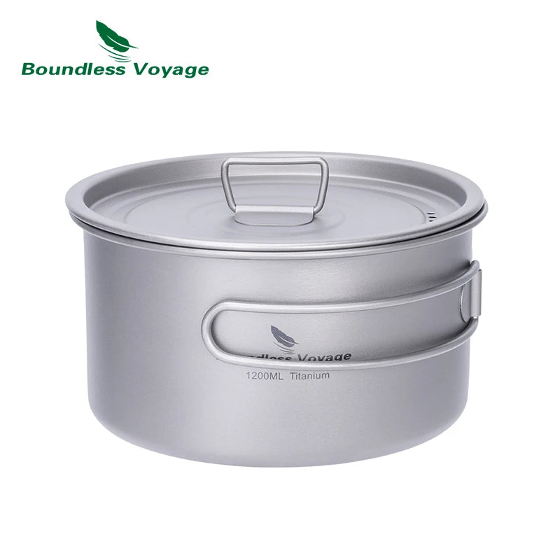 Titanium Camping Pot Set 1.2L 1.8L 2.4L + 700ml Kettle Ultralight Cookware