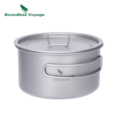Titanium Camping Pot Set 1.2L 1.8L 2.4L + 700ml Kettle Ultralight Cookware