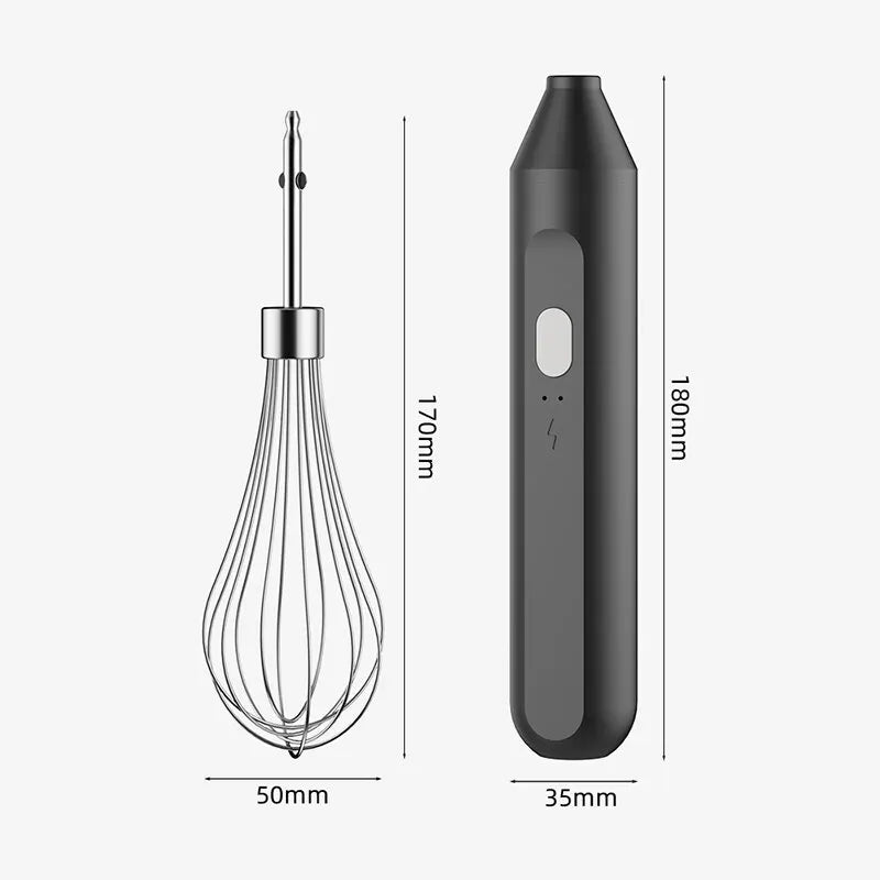 Electric Milk Frother Handheld USB Rechargeable Stainless Steel Whisk