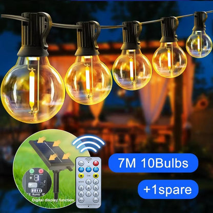 Solar String Lights Outdoor 10m G40 Globe LED Remote Waterproof Garden