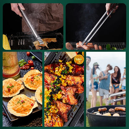 45cm Stainless Steel BBQ Tongs Extra Long Grilling Tongs for Outdoor Cooking