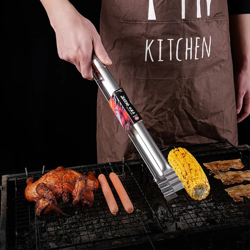 45cm Stainless Steel BBQ Tongs Extra Long Grilling Tongs for Outdoor Cooking