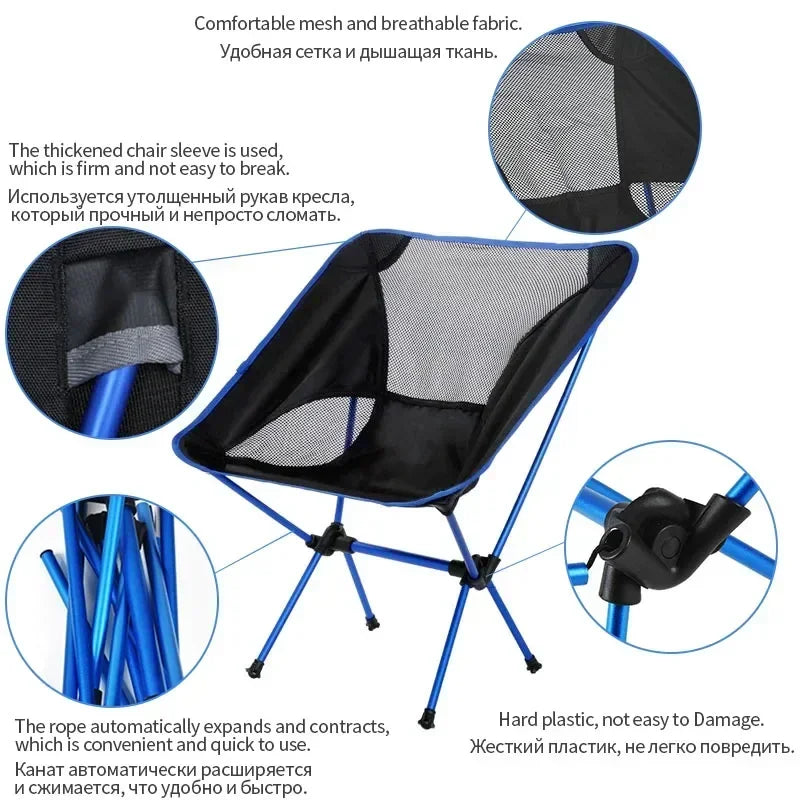 Portable Folding Camping Chair Lightweight Aluminium Beach Fishing Picnic