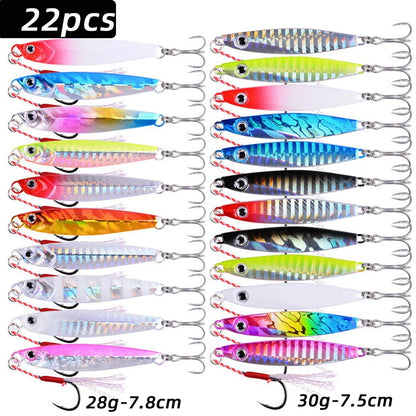 Metal Spoon Jigs Fishing Lures 22pc Set 10g-60g Saltwater Freshwater AU