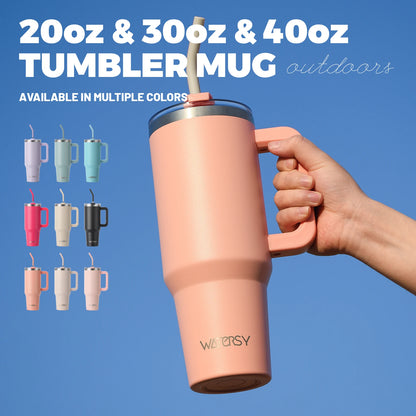 Insulated Tumbler with Handle & Straw 20oz 30oz 40oz Stainless Steel