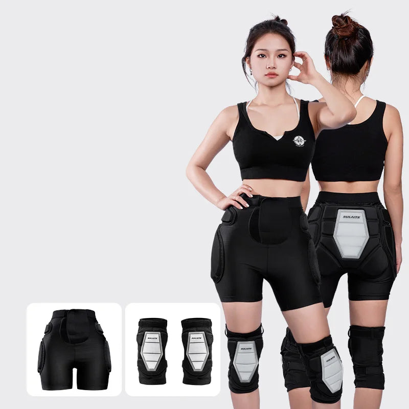 Padded Protective Shorts with Knee Pads EVA Silicone Hip Guard