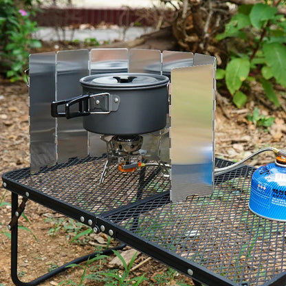Camping Wind Shield 8/9/10 Panel Aluminium Windproof Screen Gas Stove