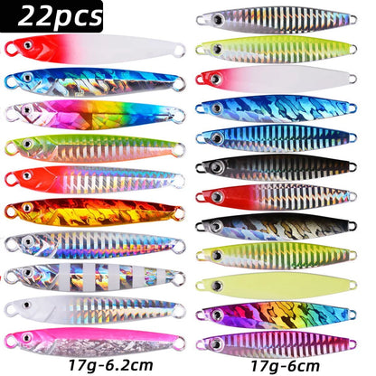 Metal Spoon Jigs Fishing Lures 22pc Set 10g-60g Saltwater Freshwater AU