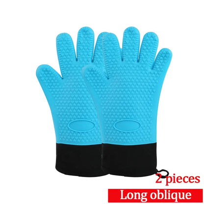 Silicone Oven Gloves Heat Resistant BBQ Mitts Non-Slip Kitchen Cooking