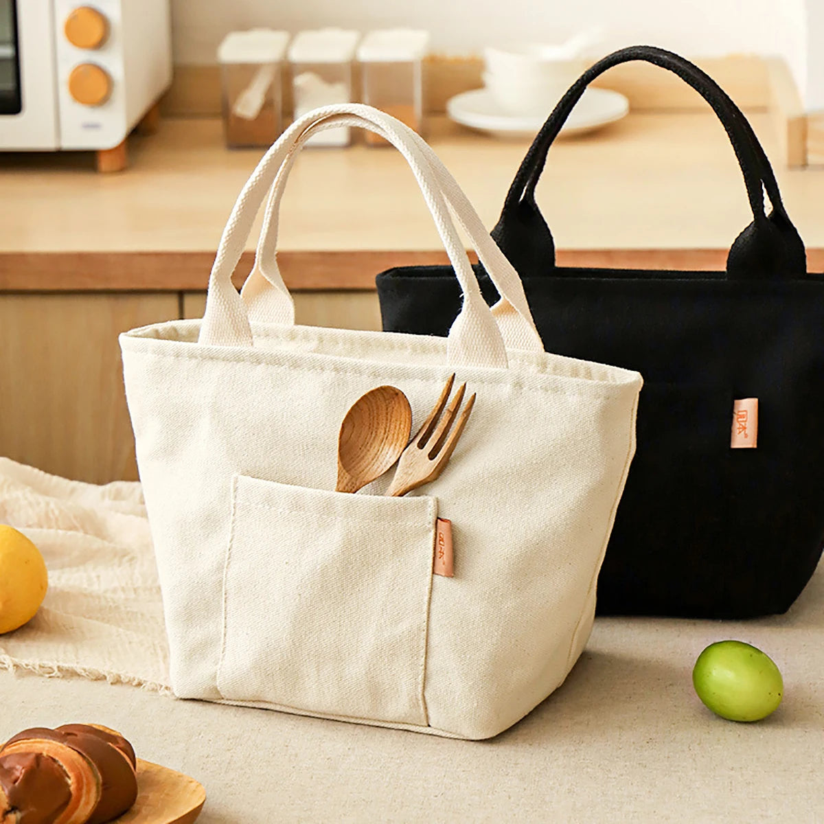 Insulated Lunch Bag Canvas Zipper Tote Portable Picnic Travel Organiser AU