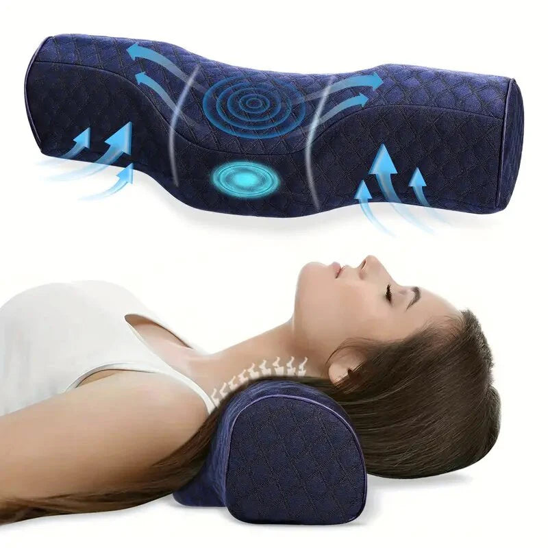 Cervical Neck Pillow with Head Massage Relief for Travel & Sleep Support