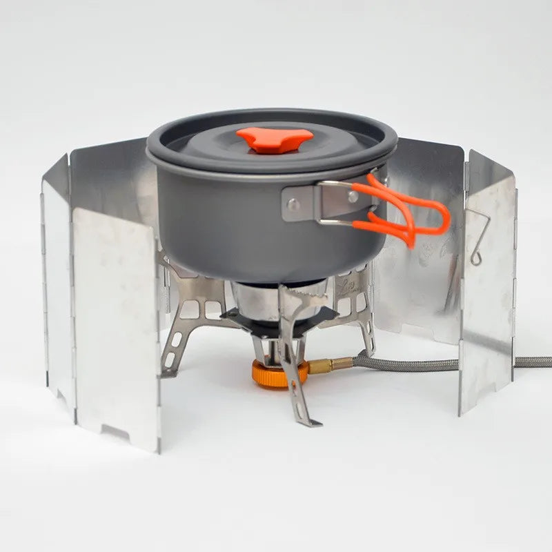 Camping Wind Shield 8/9/10 Panel Aluminium Windproof Screen Gas Stove