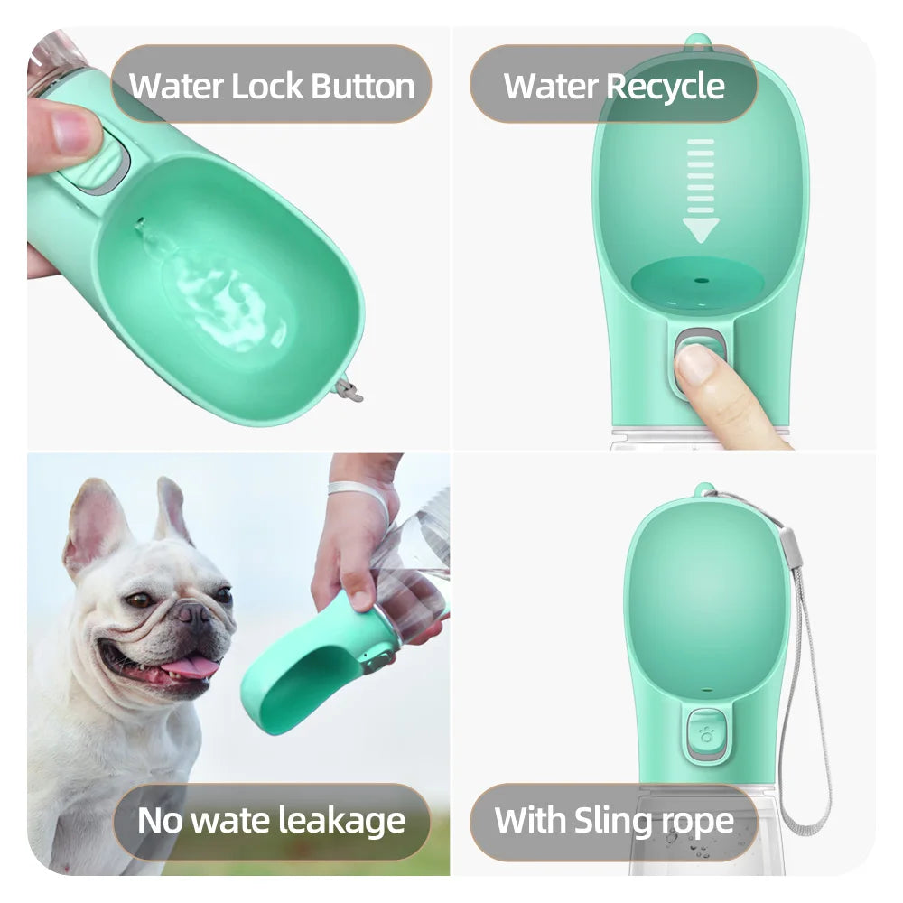 Portable Dog Water Bottle Leakproof Pet Travel Drinking Bowl 300-550ML
