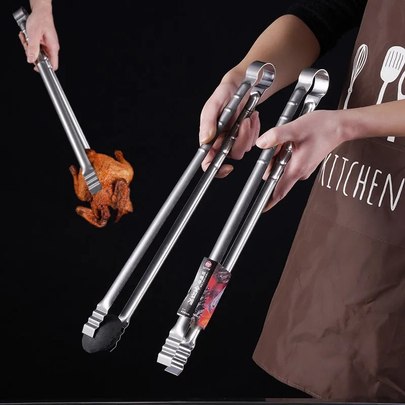 45cm Stainless Steel BBQ Tongs Extra Long Grilling Tongs for Outdoor Cooking